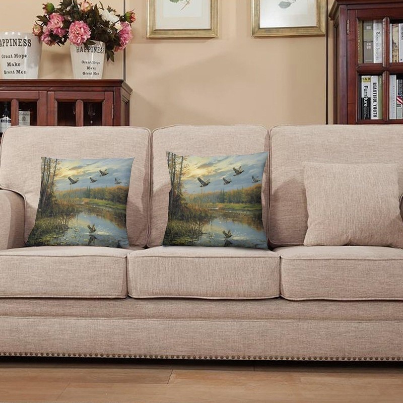 2 Packs Mallard Duck Jungle Lake Throw Pillow Covers for