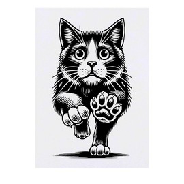 'Scared Cat Running' Temporary Tattoo - Water Resistant, Skin-Safe, Non-Toxic Transfer (TO00083393)