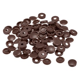 uxcell 100Pcs 5mm Hinged Screw Cover Caps Plastic Fold Screw Snap Covers Washer Flip Screw Protection Cover for M3 M4 M5 Screws, Dark Brown