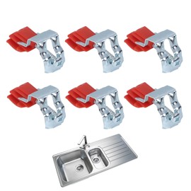 DHWEKU Sink Bow Mounting Brackets Sink Bow Adjustable Stainless Steel Sink Mounting Brackets Undermount Sink Clips Kitchen Base Attachment for Sink 50 x 25 x 18 mm Pack of 6