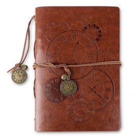 COLOFALLA A5 23.5 x 16 cm Leather Notebook Diary Brown PU Leather with Line Paper Notepad Lined Blank Travelers Diary Vintage Sketchbook Notes Scrapbboking Christmas Gift