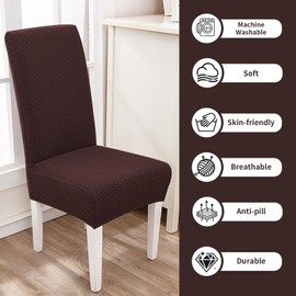 TIANWOWO Parsons Dining Chair Cover, Detachable Sofa Chair Cover, Retractable Chair Cover (4, Coffee)