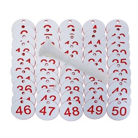 ONLYKXY Plastic Number Tag 1-50 Numbered Marking Identification Hang Tags Luggage Labels ID Tag with Rings for Organized Coded Key Box Cabinet Plant Coding Tag (White)