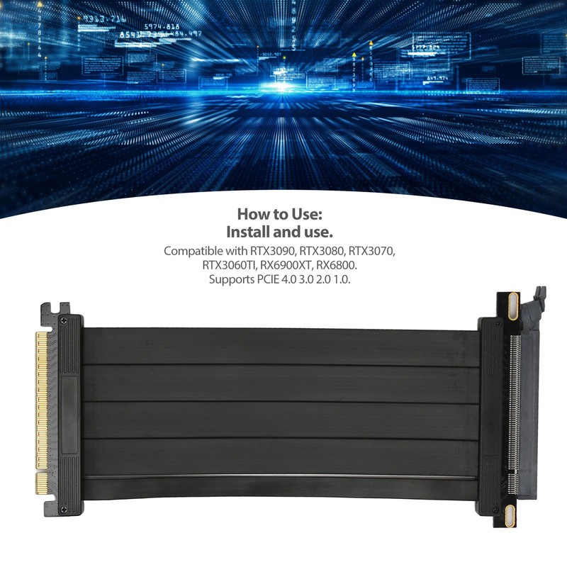 GPU PCIE 4.0 Riser Cable X16 High Speed Flat Line