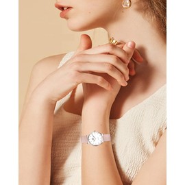 Weayege Women's Analogue Quartz Wrist Watch, Women's Watches Leather Strap Luxury Quartz Watches Waterproof Fashion Creative Watch for Women, IP pink- rose gold-white, Strap.