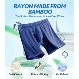 DAVID ARCHY Mens Underwear Cooling Rayon from Bamboo Boxer Briefs Breathable Soft Moisture-Wicking with Fly Underwear for Men 4 Pack (L, Black/Dark Gray/Navy Blue/Heather Gray - 5.5" in 4 Pack)