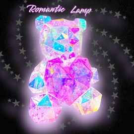 Aladdinas LED Teddy Bear Night Light, Holographic Iridescent Design, Nursery Decor Display Box with Ribbon (Pink Heart, Small)