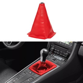 Tecledsn Car Shift Knob Dust Cover, Car Shift Boot, Leather Gear Shift Cover, Universal Car Interior Accessories Shifter Boot Cover for Most Manual/Automatic Vehicles (Red/Leather)