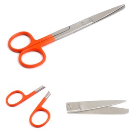 OdontoMed2011 Operating Scissor, Sharp/Blunt, Straight, 5.5" Orange Color Coated Handle