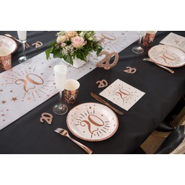 Santex 7350-80 Pack of 20 Napkins Age Glitter Metal 80 Years Rose Gold