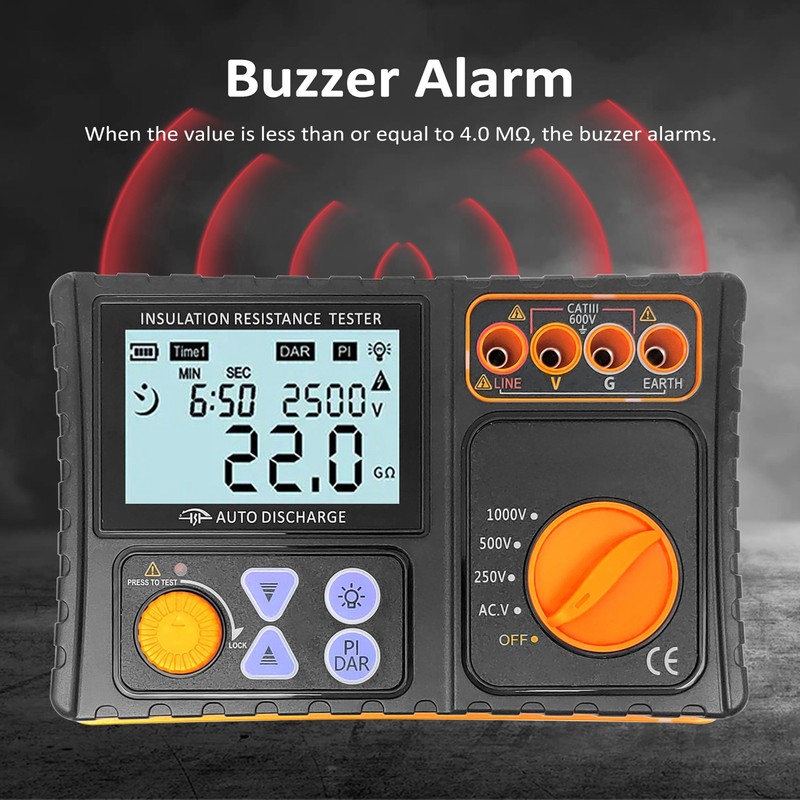 Insulation Resistance Tester 250V/500V/1000V High Definition LCD Display Resistance Meter