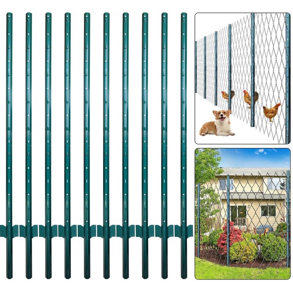 Thealyn Fence Posts 5 Feet, Pack of 10, Metal Fence