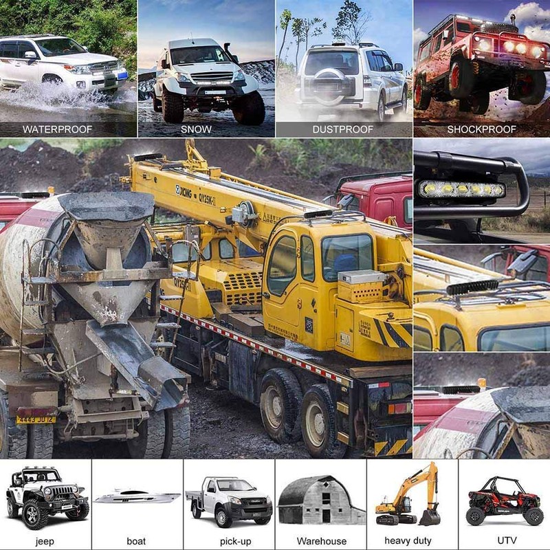 Lacyie LED Arbeitsscheinwerfer, 18W Offroad LED Scheinwerfer 12V-24V Zusatzscheinwerfer 6000K