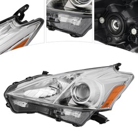 Headlight Assembly for 2012 2013 2014 Toyota Prius V, Halogen Headlamp Black Housing, Clear Lens, 16585391, 8117047300 (Left Driver Side)