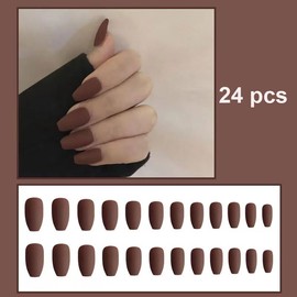 Magrace Medium Press on Nails Coffin Fake Nails Tips Matte False Nails Press on 24 Pcs Stick on Nails for Women and Girls (A-8)