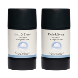 Each & Every 2-Pack Natural Aluminum-Free Deodorant for Sensitive Skin with Essential Oils, Plant-Based Packaging (2.5 Ounce (Pack of 2)) (Unscented)