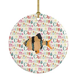 Caroline's Treasures WDK2944CO1 Tiger Barb Christmas Ceramic Ornament, 3 in, Multicolor