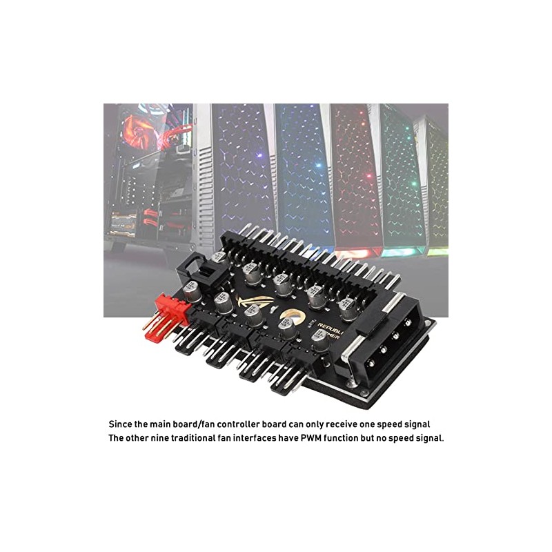 4pin 10 Puertos PC Fan Hub, Concentrador Hub de Ventilador