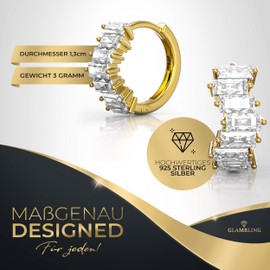 Glambling Premium 925 Silver Hypoallergenic Earrings - Small Round Hoop Earrings, 18K Gold Plated, Women's Jewellery, Golden Hoop Earrings, Silver Earrings Women, Cubic Zirconia Sterling Silver,