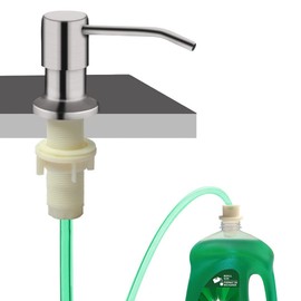 Soap Dispenser for Kitchen Sink, Built in Sink Soap Dispenser (Brushed Nickel), Countertop Soap Dispenser Pump with 47" Extension Tube kit, No Need to Fill Little Bottle Again (Longer Thread Shaft)