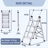 XinSunho 4 Step Ladder, Retractable Handgrip Folding Step Stool with