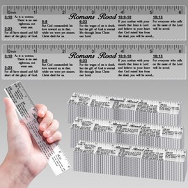 24 Pcs Clear Bible Verses Ruler with Scalloped Edge 6 Inch Christian Rulers with Books of the Bible for School Classrooms,Multitool or Bookmark(Romans Road)