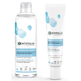 CENTIFOLIA Neutral Foaming Gel 250ml + Neutral Moisturising Cream 40ml Respects Sensitive and Reactive Skin Soothes Instantly, Odourless, Made in France, Organic & Vegan