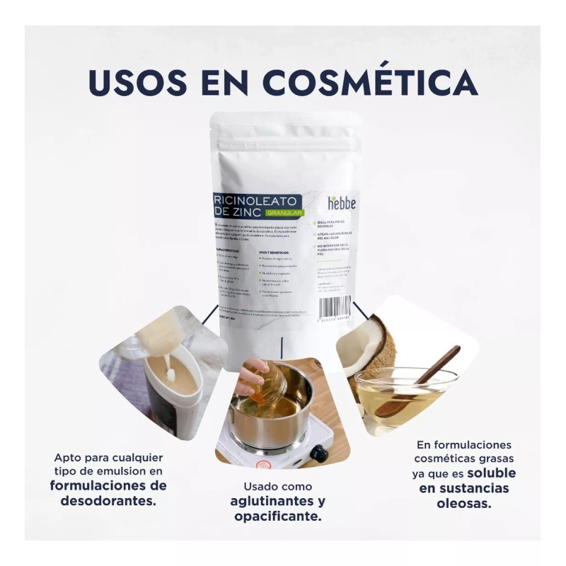 HEBBE COSMETICS AFN5 Ricinoleato De Zinc Perlas Puro Uso Desodorante