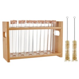 OLYCRAFT 15Pcs/Set Wood Test Tube Rack Set 10.4x3.9x6.7 Inch Wooden Tube Holder Plastic Test Tubes Kit 12 Holes Centrifuge Tubes Holders for Chemistry Laboratory Scientific Experiments