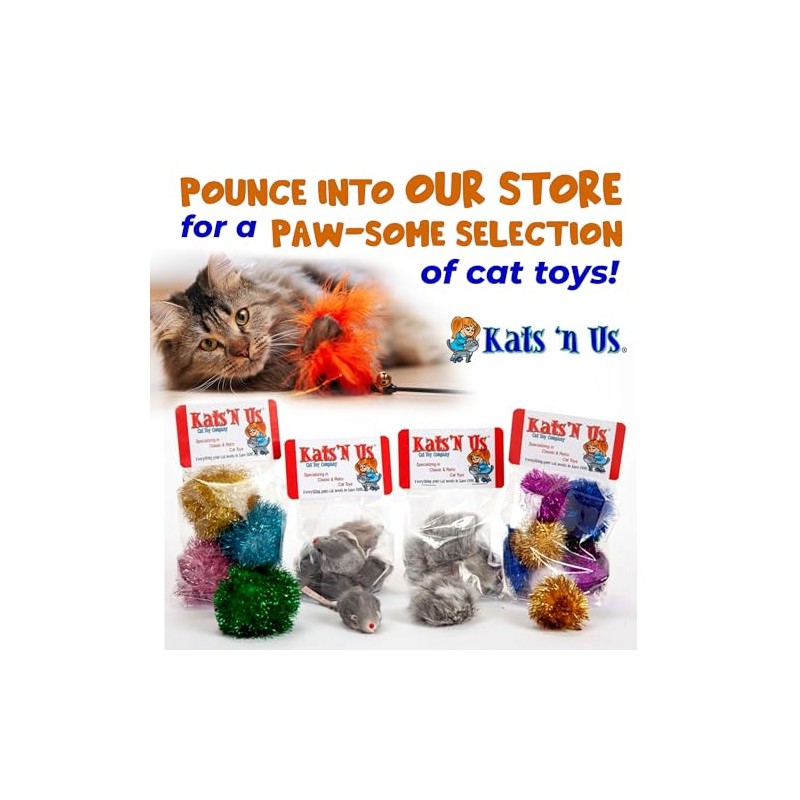 Kats'N Us Real Rabbit Fur Pom Pom & Mouse Cat