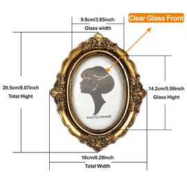 Tellyouwin 4x6 Picture Frame, Vintage Picture Frames 4x6 Photo Frames with Glass Front, Oval Picture Frame for Photo Display Home Decor(Antique Gold Color)