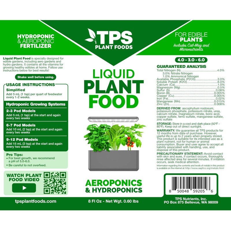 Liquid Plant Food for use in AeroGarden, IDOO and Hydroponic