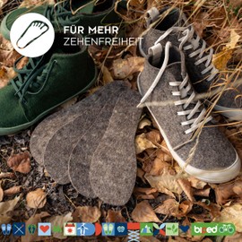 biped minimal sole Zubiri - 2 Pairs of Insoles for Barefoot Shoes - Felt Insoles Made of Real Wool Felt - Fits in Minimal Shoes for Adults and Children (43)