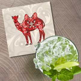 Unbranded Ornate Camel Animal 4'' X 4'' Square Wooden Coaster