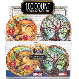 Supa Ant Canning Lids Regular Mouth (100pcs) Decorative Tin Canning Lids Regular Mouth (Wood Frame) Buckle Proof and Rust Proof - Perfect Fit Can Lid for Mason Jars Canning Supplies