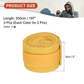 PATIKIL Boxing Hand Wraps, 197 Inch Length Elastic Boxing Wraps Cotton Fist Mitts Wrist Straps Protection for Muay Thai Martial Arts Kickboxing Bandages, Blue/Yellow