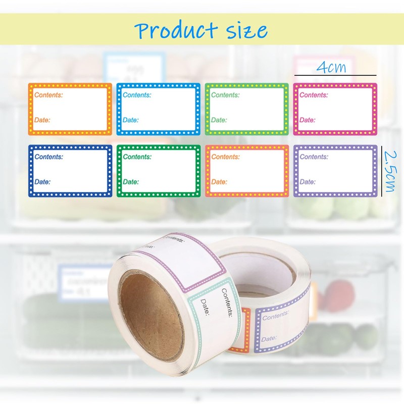 2 Rolls Food Date Labels, 500 Per Roll Removable Freezer