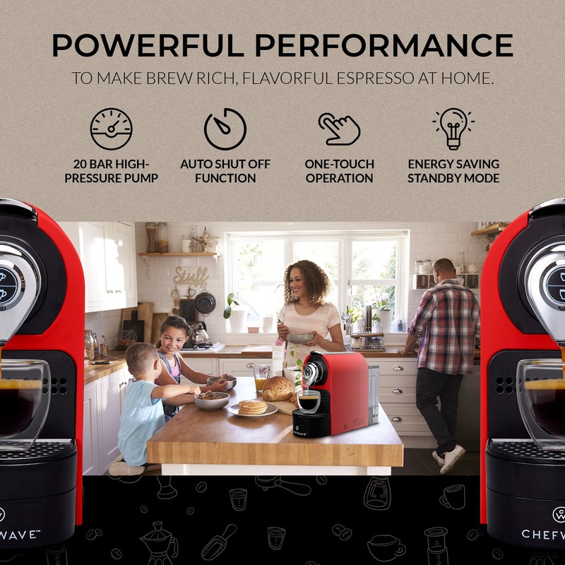 ChefWave Espresso Machine and Coffee Maker (Black) - Compatible with