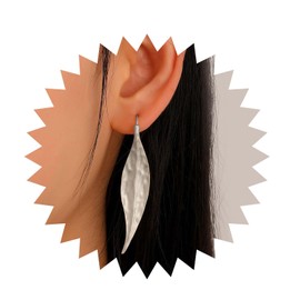 Allereya Vintage Metal Leaf Earrings Matte Leaf Drop Earrings Gold Leaf Stud Earrings Hammered Leaf Earrings Jewellery for Women and Girls (Gold), Zinc, No Gemstone