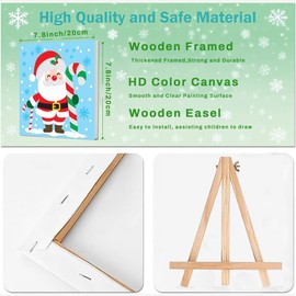 cviokrdu Christmas Paint by Numbers Kit for Kids with Frame - Wooden Easel, Christmas Paint by Numbers for Kids Ages 4 8 12, Easy Acrylic Oil Painting Kits for Home Wall Decoration 8x8 inch