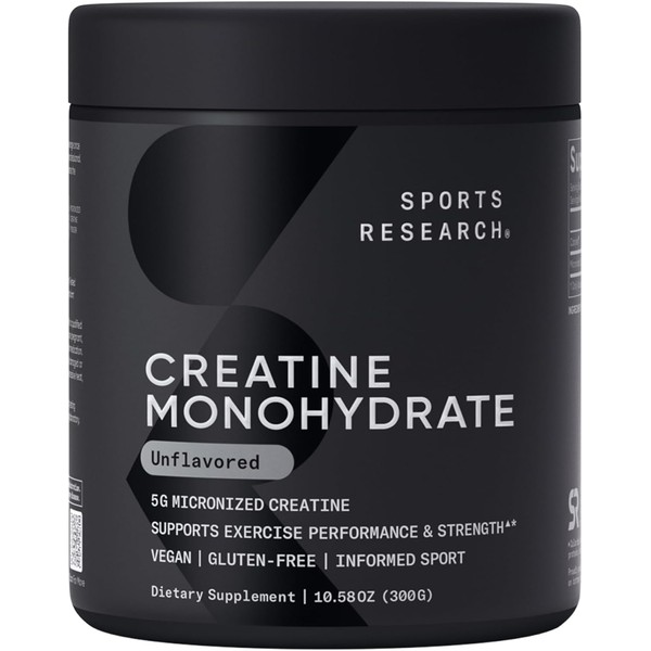Sports Research Creatine Monohydrate - Gain Lean Muscle, Improve Performance
