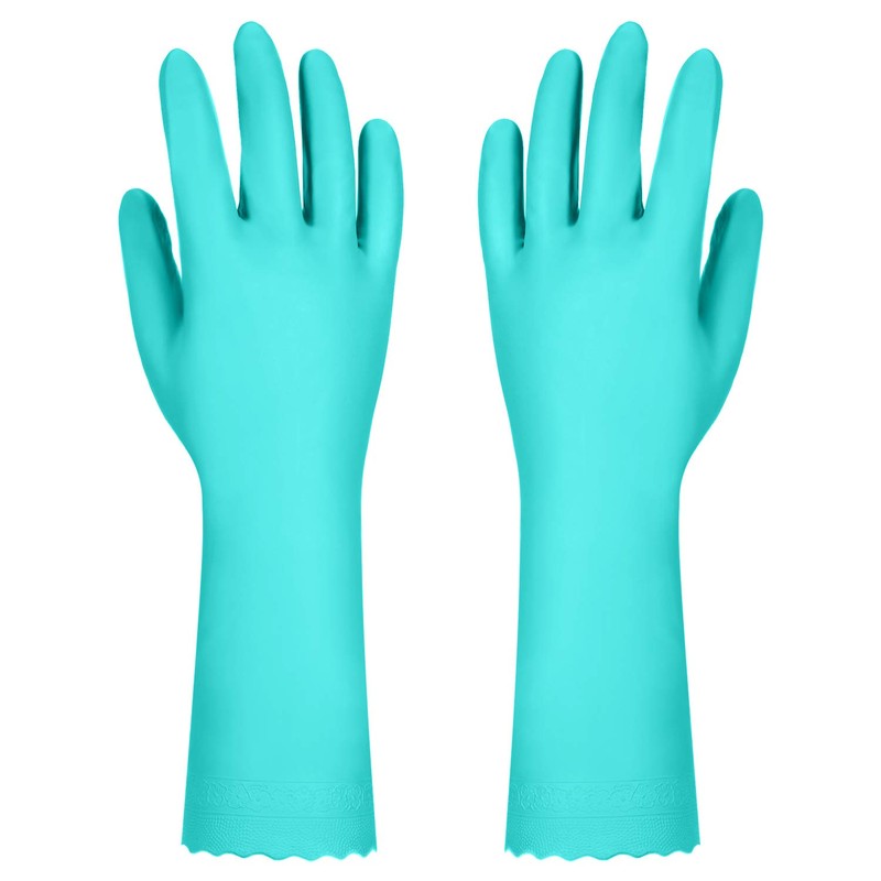 Elgood 2 Paar Wiederverwendbare Haushaltshandschuhe, latexfreie, mit Baumwolle gefütterte Putzhandschuhe,