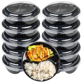 Surflyee 20PCS Plastic Food Containers with Lids, 2 Compartment Trays, Plastic Food Storage Trays with Airtight Lids, Serving Platters for Parties, Takeaway Trays for Lunch Salad Snack (200G)