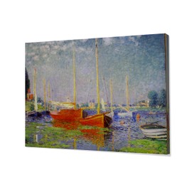 Red Boats at Argenteuil II Canvas Prints Wrapped Gallery Wall Art | Stretched and Framed Ready to Hang 24X32