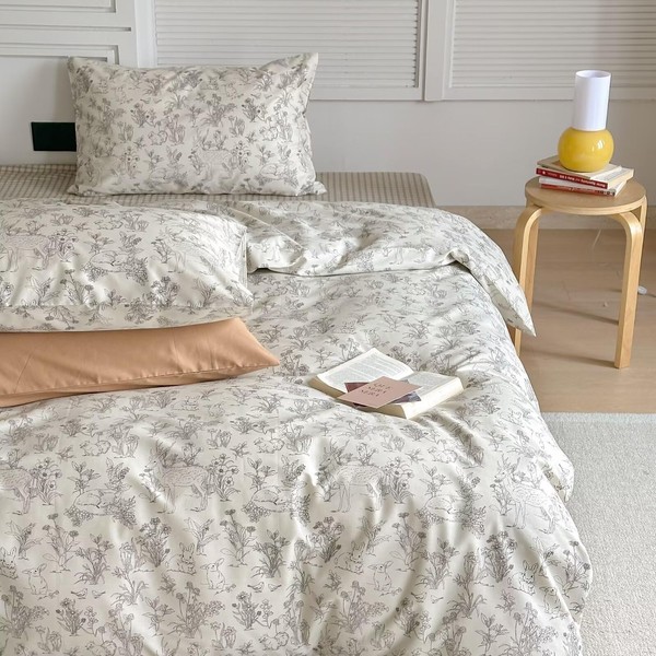 BuLuTu Kids Duvet Cover Twin (86"x68") Animals Reversible Duvet Covers