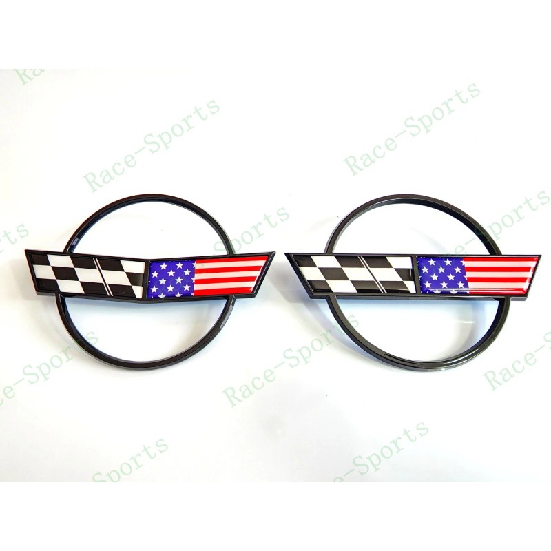AUTO 2PC Black Front Rear Gas Lid Blue Cross US