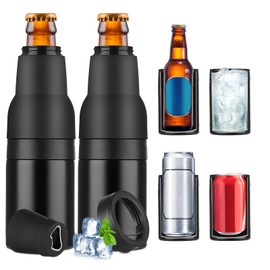 Botellero 2PCS Termo para Cerveza Doble Pared Térmica,12OZ Porta Latas de Cerveza Acero Inoxidable con Destapador para Botella 350ml,Mantiene Frías Bebidas por Hasta 3 Horas para Pub Hogar Aire Libre