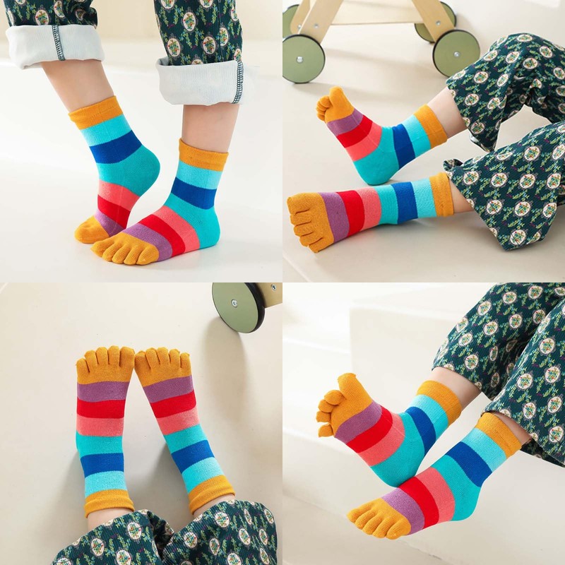 2 Pairs Cotton Five Finger Toe Socks Athletic Running Casual