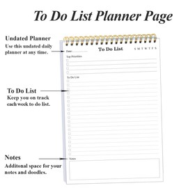 Yaridar (50-Pack) To Do List Notepad - A5 Undated Daily Planner, 2500 Sheets/5000 Pages To Do List Notebook for Work, Spiral Waterproof Notepad for Office Supplies, School Planner, 5.8" x 8.3"