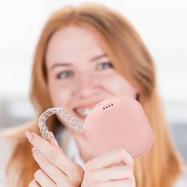 LOYIM 4 Pcs Retainer Case with Mirror and Vent Holes, Slim Aligner Case, Mouth Guard Case, Cute Retainer Case, Orthodontic Retainer Case, Pink Yellow Purple Green